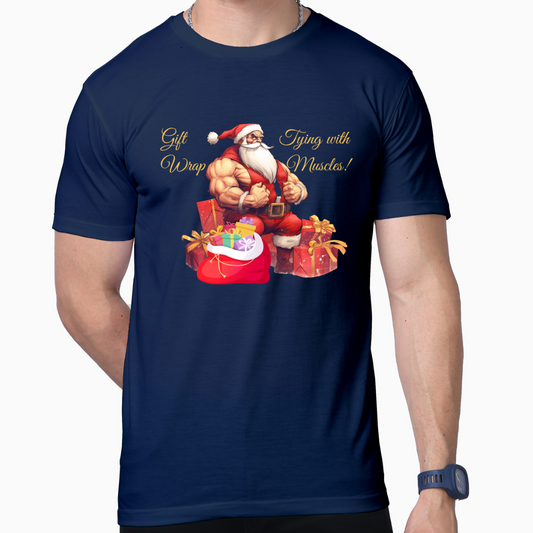 Gift Wrap..! Tying with Muscles T-Shirt: Unwrap Festive Fitness!