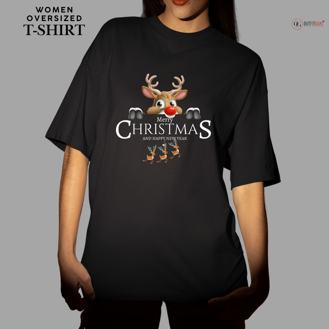 Christmas T-Shirt - Peeking Reindeer Christmas 🦌🎄 | Enhance Your Style, Enhance Your Christmas🎄| Get into the holiday spirit with our adorable 