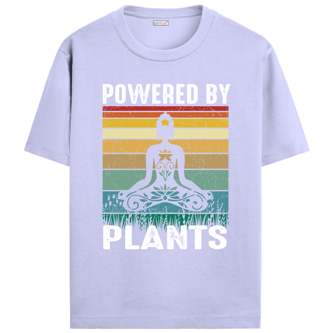 OUTFITGOAL “Powered by Plants” Zen Mode Tee – Eco-Friendly & Empowering Yoga-Inspired Unisex T-Shirt | 100% Super Combed Cotton | 180 GSM Lightweight Wellness Tee for Mindfulness