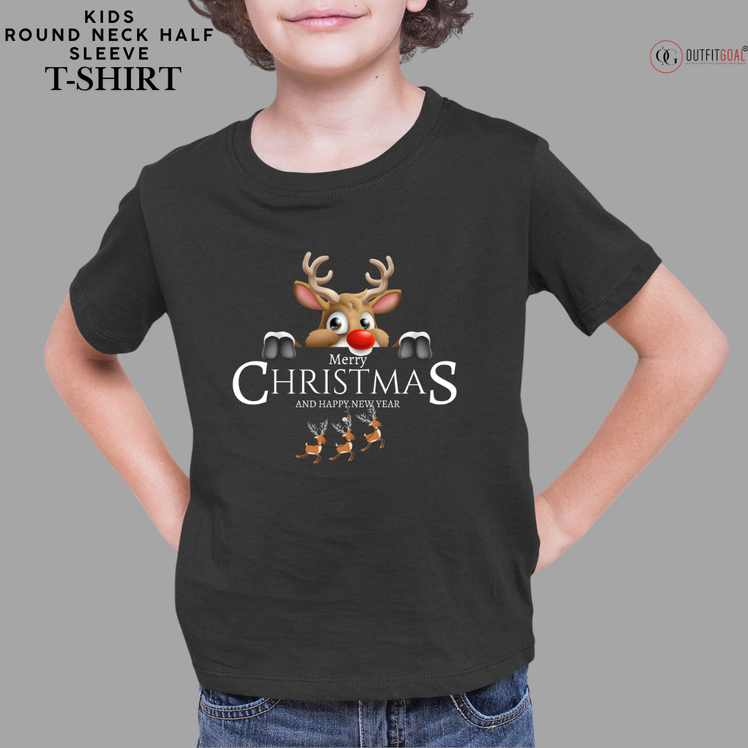 Christmas T-Shirt - Peeking Reindeer Christmas 🦌🎄 | Enhance Your Style, Enhance Your Christmas🎄| Get into the holiday spirit with our adorable 