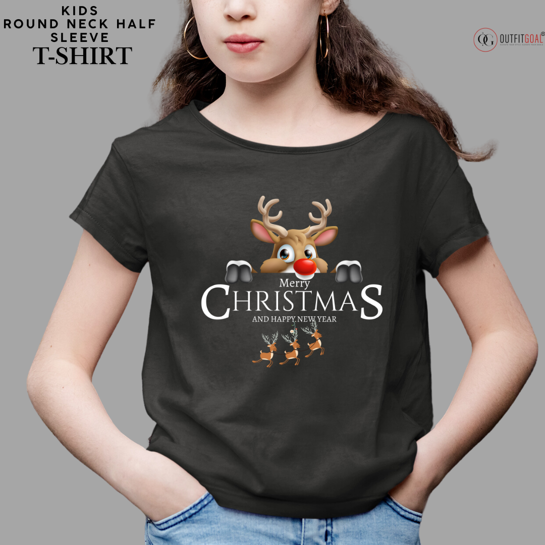 Christmas T-Shirt - Peeking Reindeer Christmas 🦌🎄 | Enhance Your Style, Enhance Your Christmas🎄| Get into the holiday spirit with our adorable 