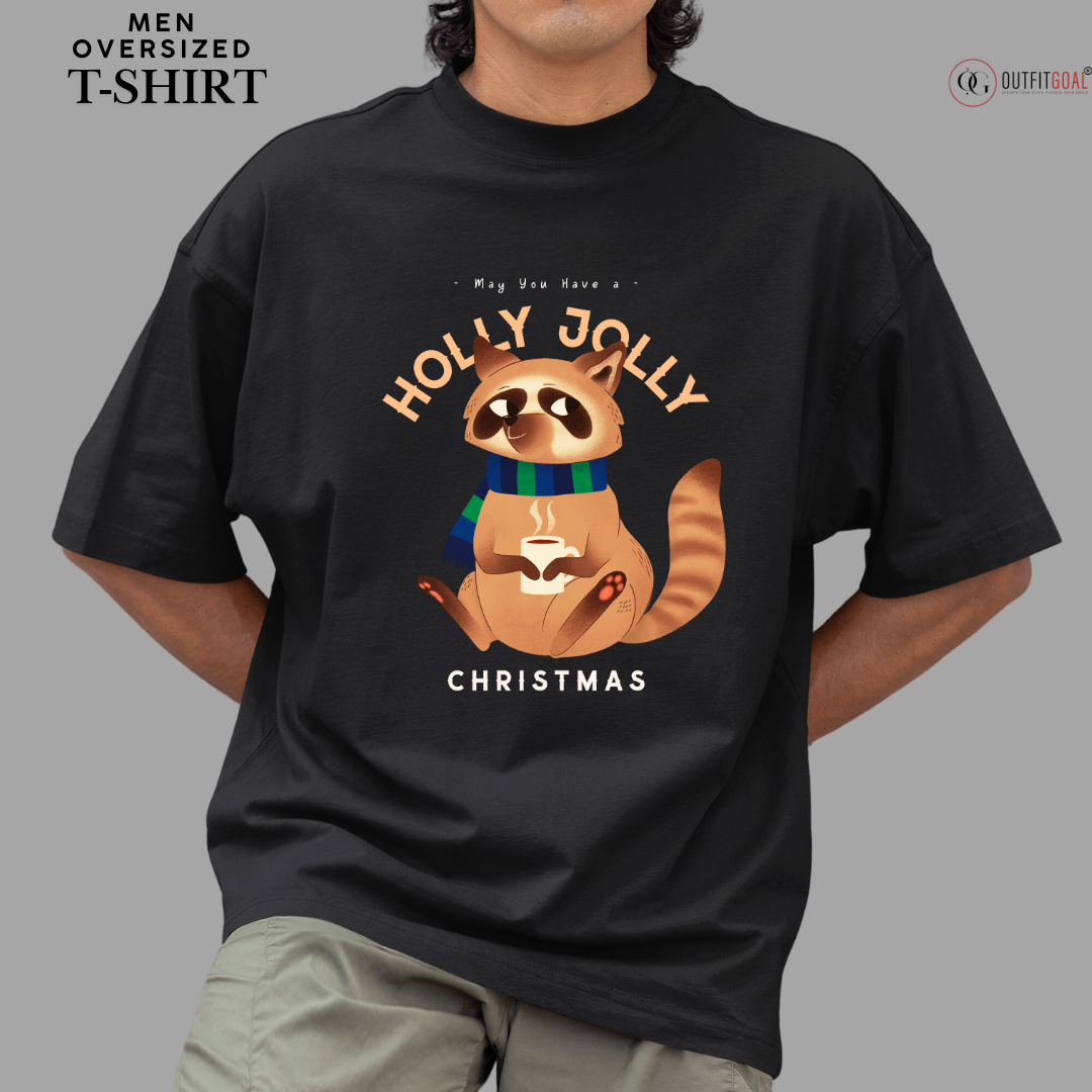 Christmas T-Shirt - Racoon's Jolly Christmas 🦝🎄 | Enhance Your Style, Enhance Your Christmas🎄| Get into the holiday spirit with our adorable 