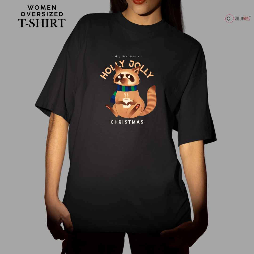 Christmas T-Shirt - Racoon's Jolly Christmas 🦝🎄 | Enhance Your Style, Enhance Your Christmas🎄| Get into the holiday spirit with our adorable 