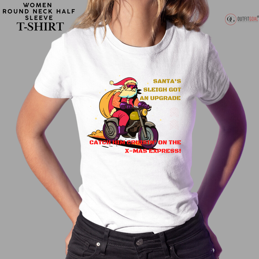 Christmas T-Shirt - Santa's Speedy Delivery 🎅🚲 | Enhance Your Style, Enhance Your Christmas🎄| Get ready for a high-speed holiday delivery with our 