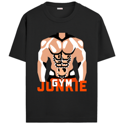 OUTFITGOAL “Gym Junkie” Motivational Gym T-Shirt | Bold Workout Tee | 100% Super Combed Cotton | Bio-Washed Finish | Unisex Fit | Fitness Lifestyle Shirt | High-Performance Gym Apparel | 180 GSM Tee