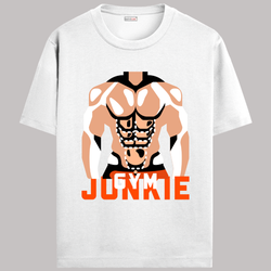 OUTFITGOAL “Gym Junkie” Motivational Gym T-Shirt | Bold Workout Tee | 100% Super Combed Cotton | Bio-Washed Finish | Unisex Fit | Fitness Lifestyle Shirt | High-Performance Gym Apparel | 180 GSM Tee