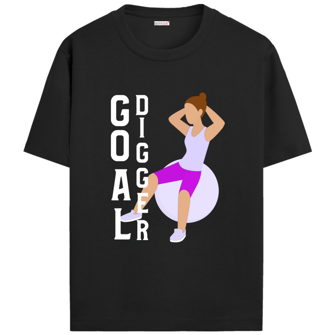 OUTFITGOAL “Goal Digger” Motivational Gym T-Shirt | Bold Workout Tee | 100% Super Combed Cotton | Bio-Washed Finish | Unisex Fit | Fitness Lifestyle Shirt | Inspirational Gym Apparel | 180 GSM Tee