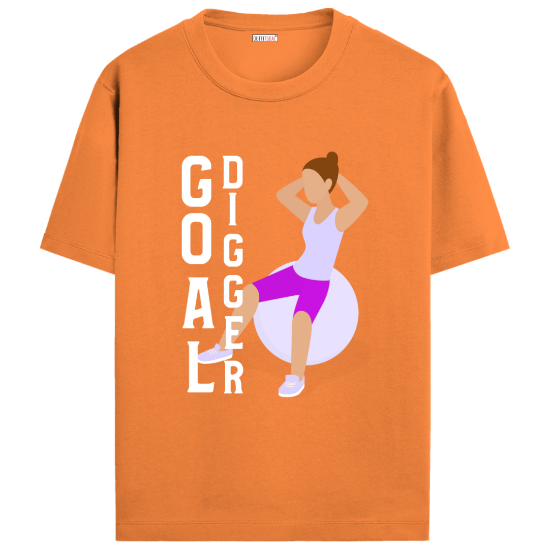 OUTFITGOAL “Goal Digger” Motivational Gym T-Shirt | Bold Workout Tee | 100% Super Combed Cotton | Bio-Washed Finish | Unisex Fit | Fitness Lifestyle Shirt | Inspirational Gym Apparel | 180 GSM Tee