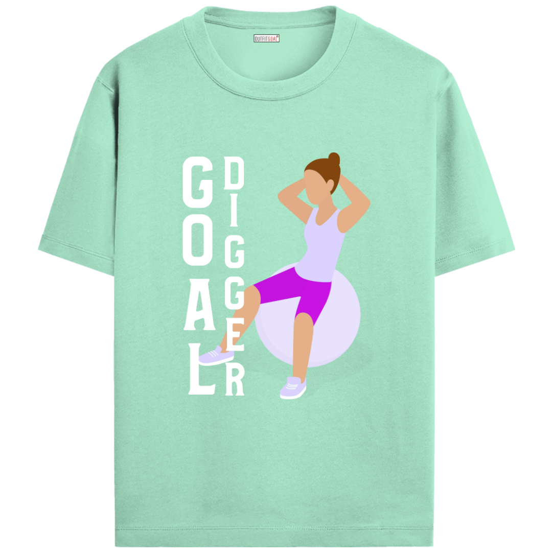 OUTFITGOAL “Goal Digger” Motivational Gym T-Shirt | Bold Workout Tee | 100% Super Combed Cotton | Bio-Washed Finish | Unisex Fit | Fitness Lifestyle Shirt | Inspirational Gym Apparel | 180 GSM Tee