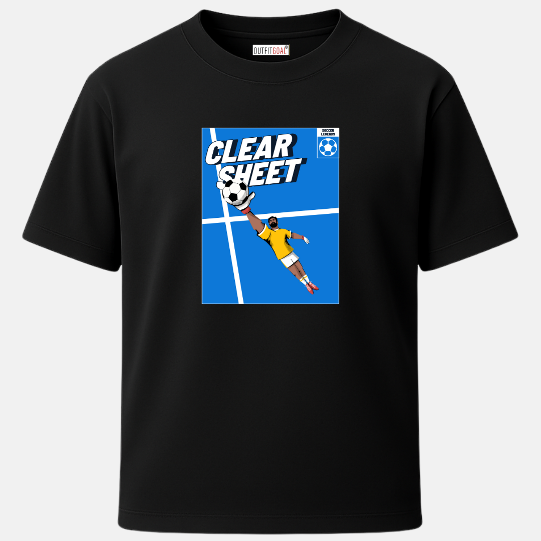 OUTFITGOAL “Clear Sheet” Football Drop Tee | Bold Football Statement Shirt | 100% Super Combed Cotton | Bio-Washed Finish | Unisex Fit | 180 GSM Football Lifestyle Apparel | Athletic Fit Tee