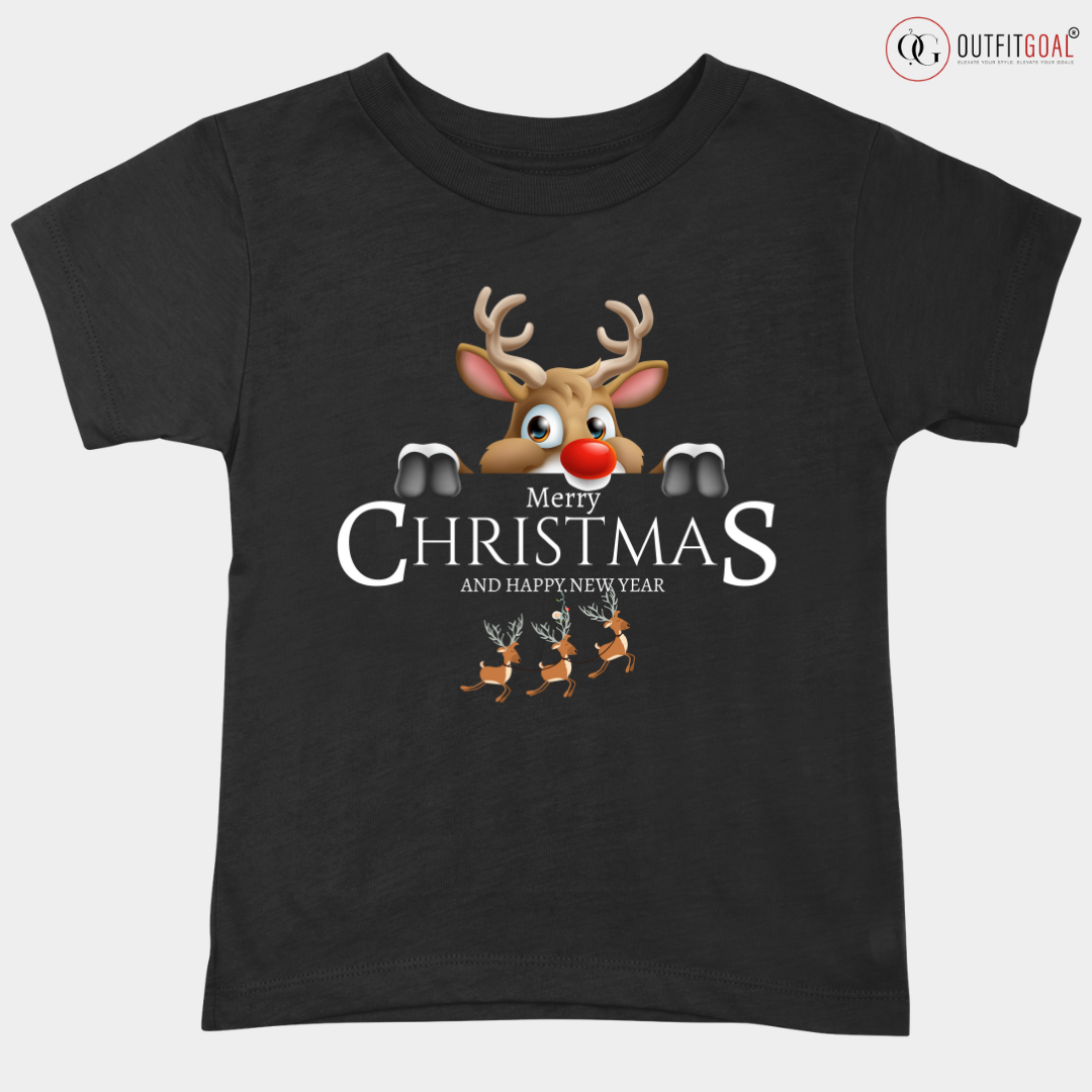 Christmas T-Shirt - Peeking Reindeer Christmas 🦌🎄 | Enhance Your Style, Enhance Your Christmas🎄| Get into the holiday spirit with our adorable "Peeking Reindeer Christmas" T-shirt.🎁