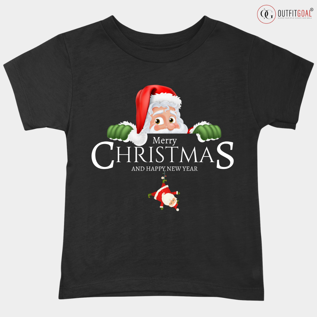 Christmas T-Shirt - Peeking Santa's Christmas Surprise 🎅🎄 | Enhance Your Style, Enhance Your Christmas🎄| Get ready for a jolly surprise with our "Peeking Santa's Christmas" T-shirt!🎁