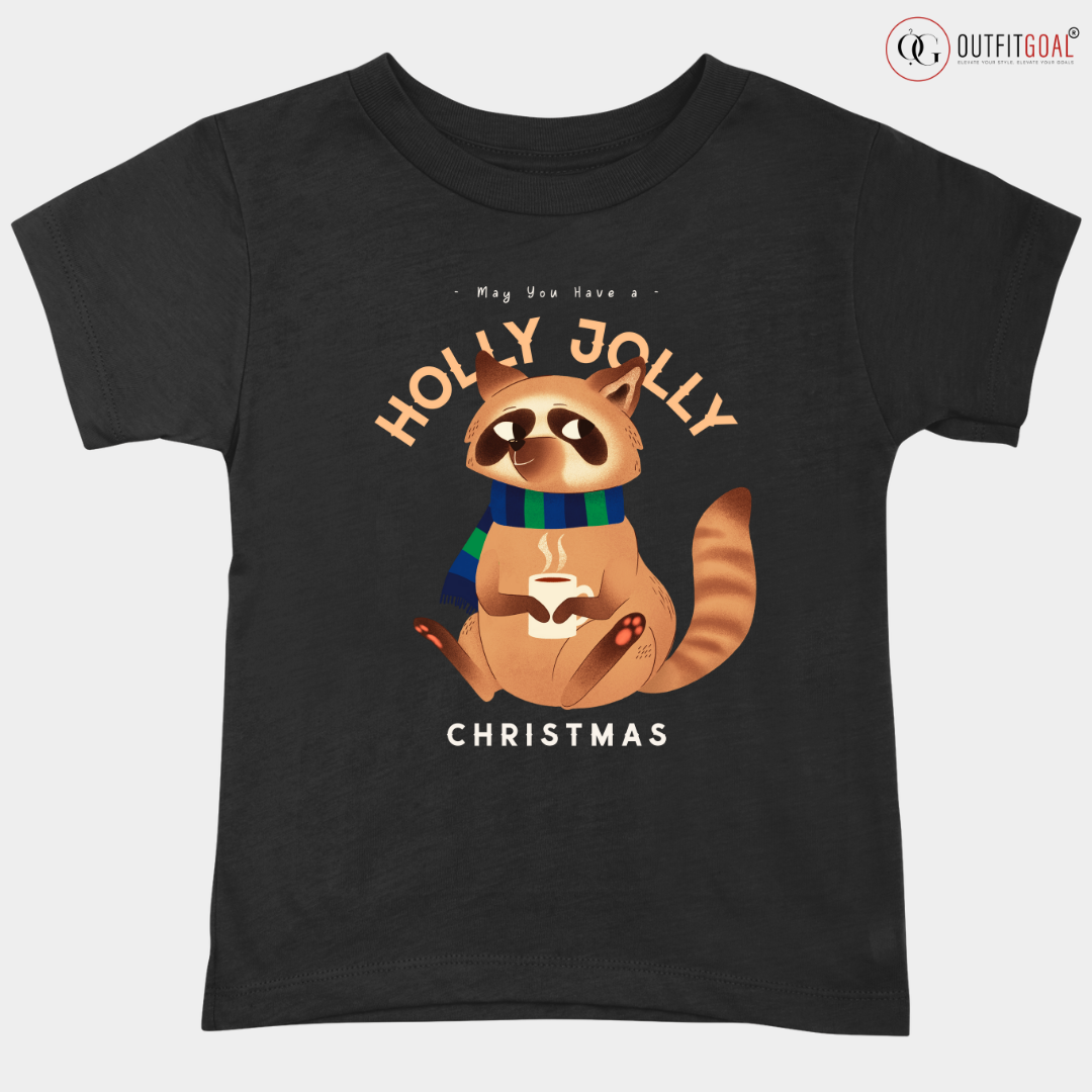 Christmas T-Shirt - Racoon's Jolly Christmas 🦝🎄 | Enhance Your Style, Enhance Your Christmas🎄| Get into the holiday spirit with our adorable "Racoon's Jolly Christmas" T-shirt. 🎁