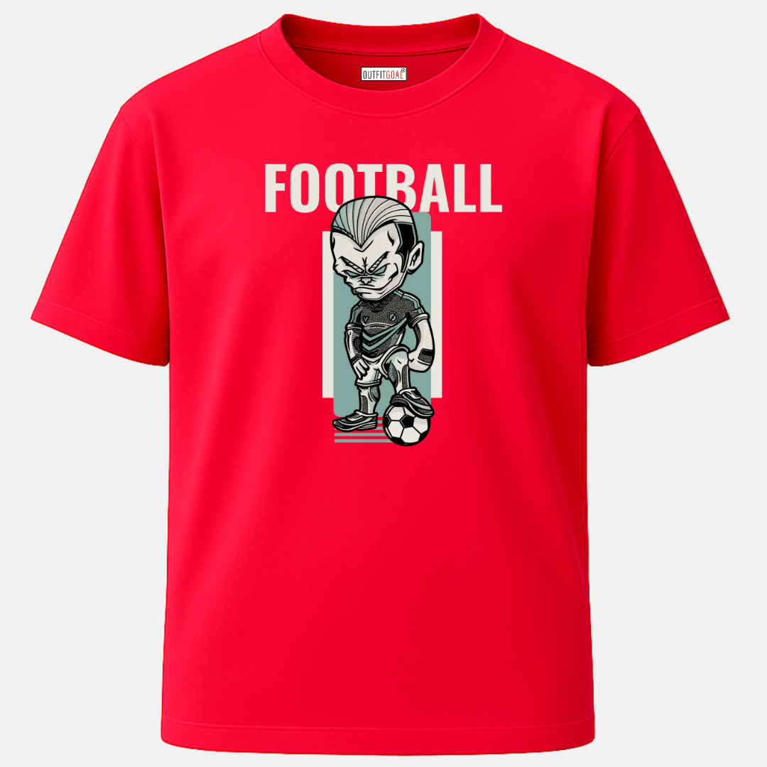 OUTFITGOAL “Football” Drop Tee | Bold Football Statement Shirt | 100% Super Combed Cotton | Bio-Washed Finish | Unisex Fit | 180 GSM Football Lifestyle Apparel | Athletic Fit Tee