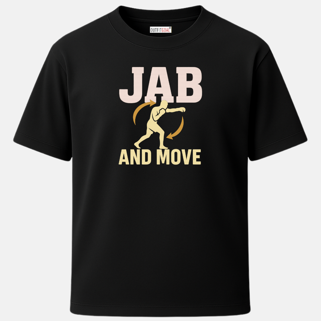 OUTFITGOAL “Jab and Move” Kalaripayattu Sport Graphic T-Shirt | 100% Super Combed Cotton | 180 GSM | Bio-Washed for Supreme Comfort and Athletic Energy
