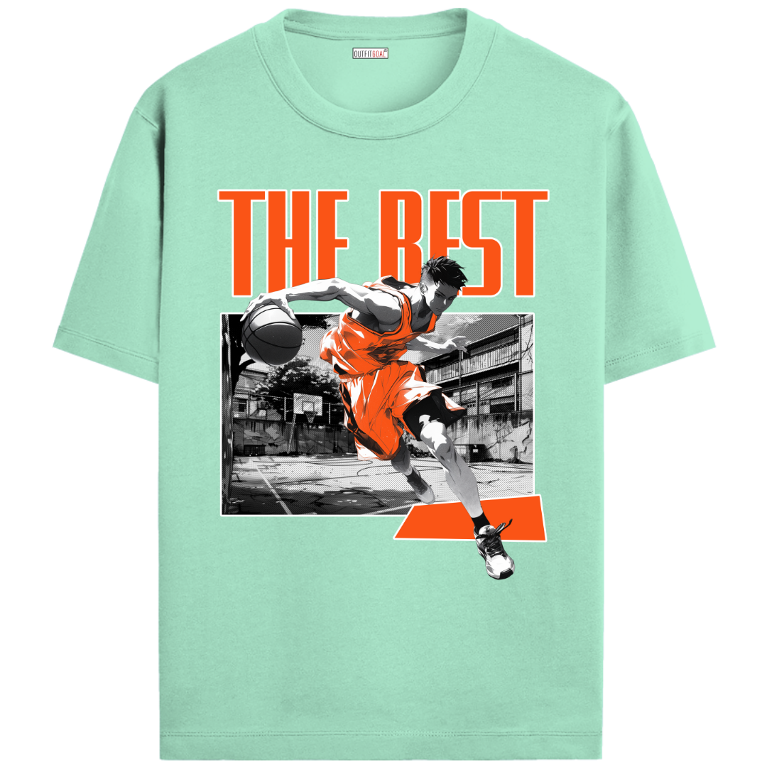 OUTFITGOAL “The Best” Hoop Dreams Tee | Bold Basketball Statement Shirt | Super Combed Cotton | Bio-Washed Finish | 180 GSM | Unisex Fit Athletic Courtwear Tee
