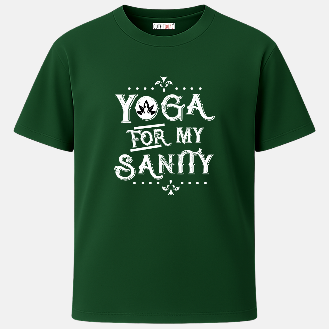 OUTFITGOAL “Yoga for My Sanity” Zen Mode Tee | Funny Yoga Inspired Shirt | Unisex Fit | 100% Super Combed Cotton | Bio-Washed Finish | 180 GSM Wellness Tee for Mindfulness
