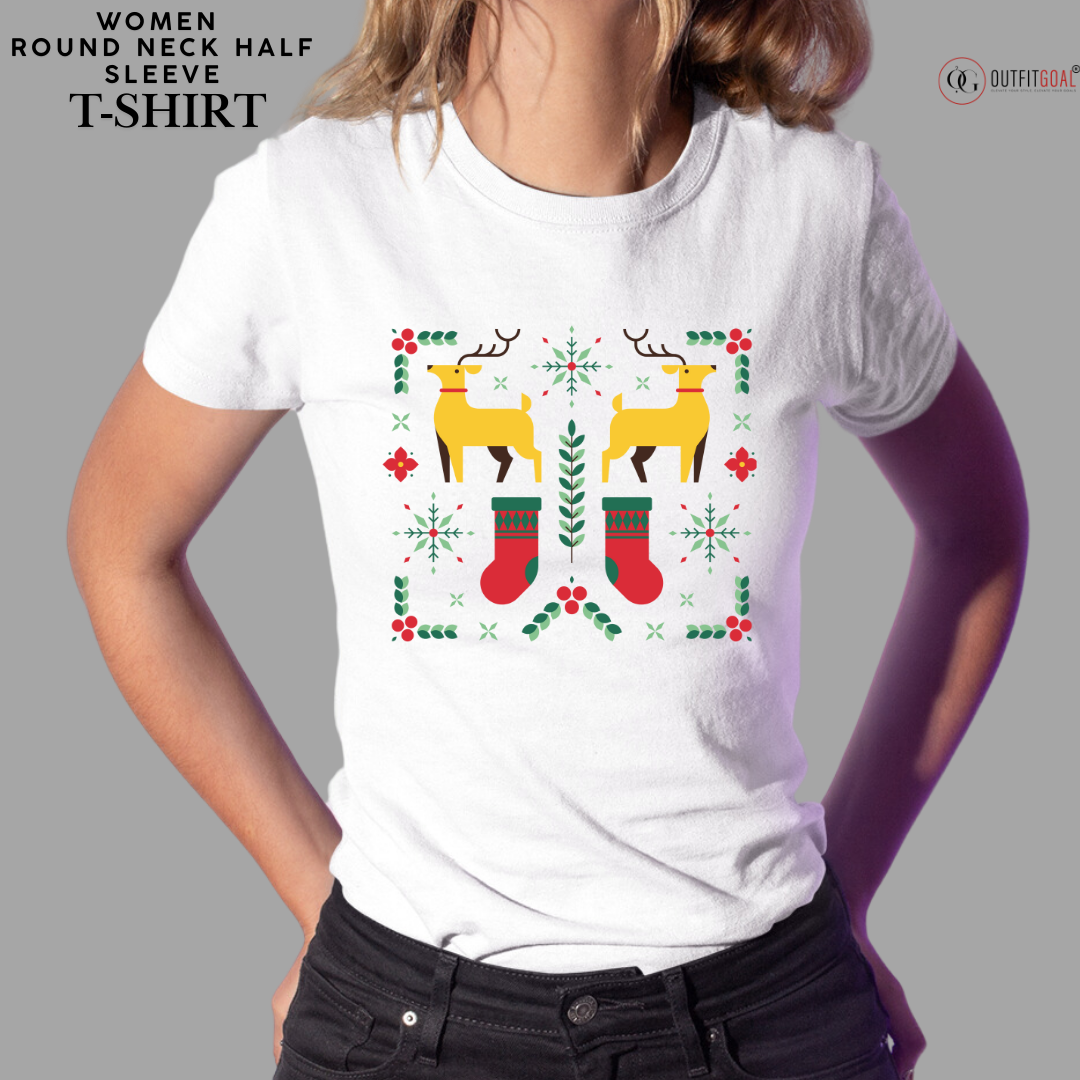 Christmas T-Shirt - Reindeer Socks Christmas 🧦🦌 | Enhance Your Style, Enhance Your Christmas🎄| Cozy Up This Christmas with Our Reindeer Socks T-Shirt 🧦