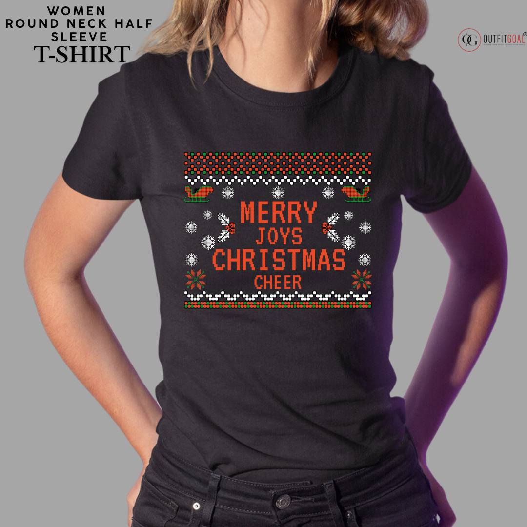 Christmas T-Shirt - Merry Joys, Christmas Cheer 🎄🎅 | Enhance Your Style, Enhance Your Christmas🎄| Spread Holiday Cheer with Our Merry Joys, Christmas Cheer T-shirt 🎁👕