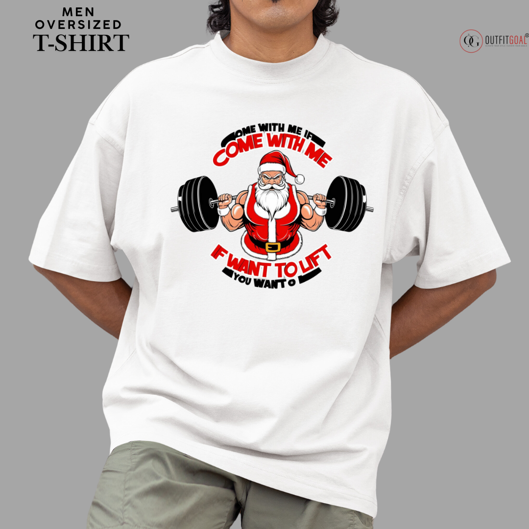 Christmas T-Shirt - Come with me if you want to lift🎅🏋️‍♂️ | Enhance Your Style, Enhance Your Christmas🎄| Santa's Secret Strength🎁