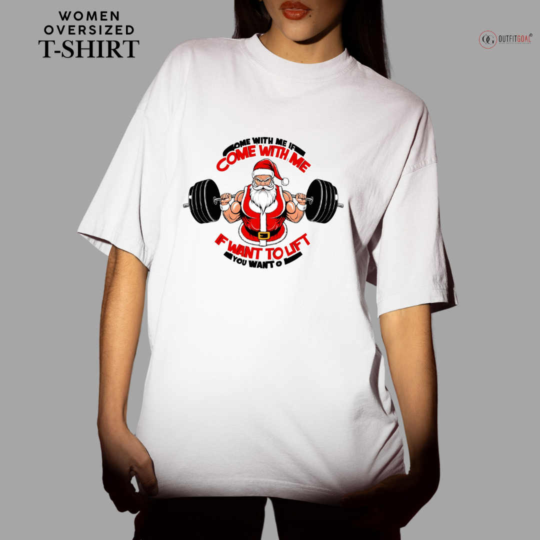 Christmas T-Shirt - Come with me if you want to lift🎅🏋️‍♂️ | Enhance Your Style, Enhance Your Christmas🎄| Santa's Secret Strength🎁