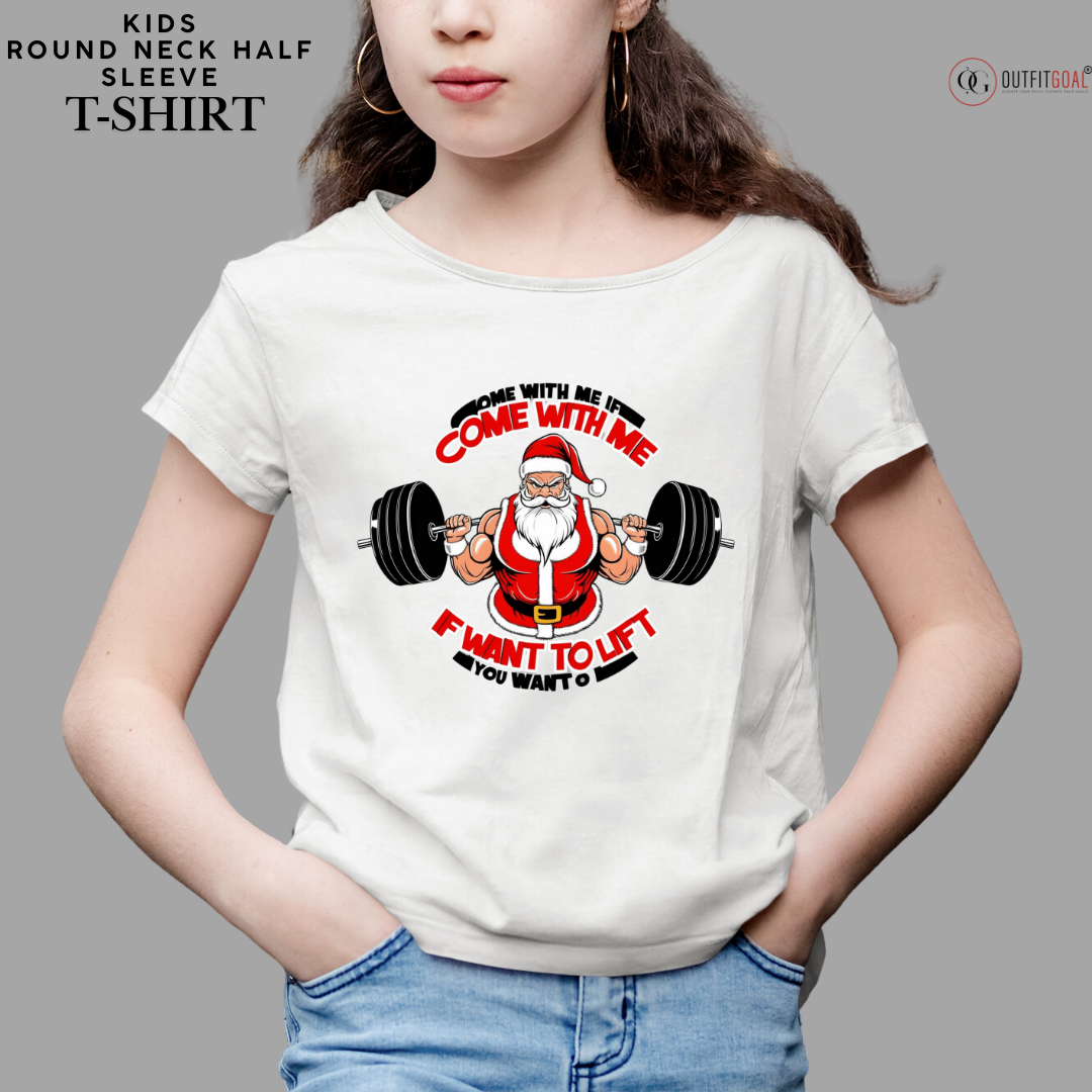 Christmas T-Shirt - Come with me if you want to lift🎅🏋️‍♂️ | Enhance Your Style, Enhance Your Christmas🎄| Santa's Secret Strength🎁