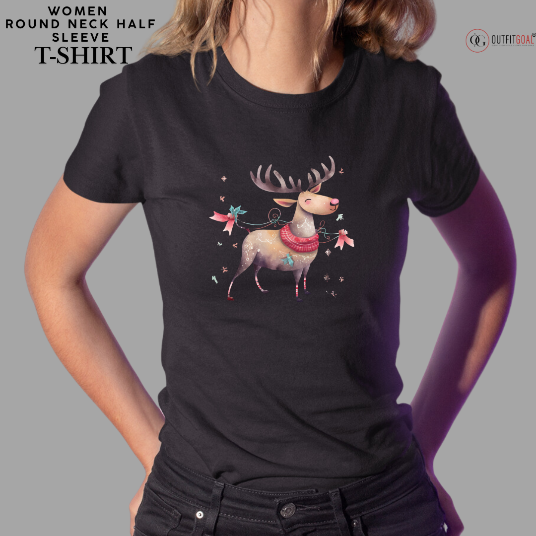 Christmas T-Shirt -Festive Reindeer 🦌🎄 | Spread some holiday cheer with our adorable 