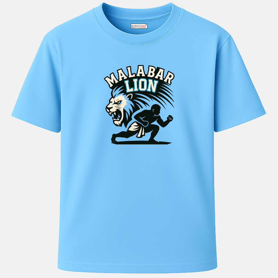 OUTFITGOAL “Malabar Lion” Kalaripayattu Warrior Graphic T-Shirt | 100% Super Combed Cotton | 180 GSM | Bio-Washed for Supreme Comfort & Durability