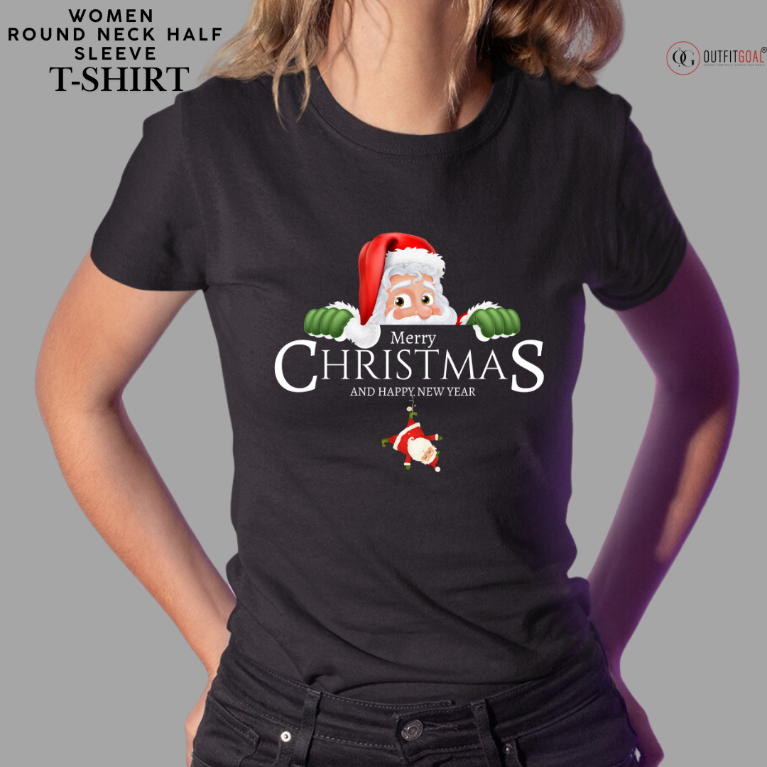 Christmas T-Shirt - Peeking Santa's Christmas Surprise 🎅🎄 | Enhance Your Style, Enhance Your Christmas🎄| Get ready for a jolly surprise with our 