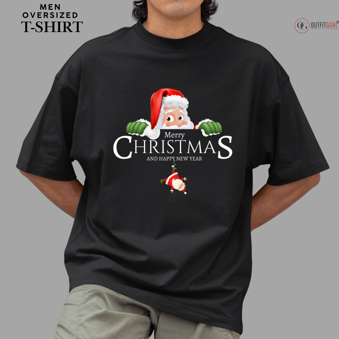 Christmas T-Shirt - Peeking Santa's Christmas Surprise 🎅🎄 | Enhance Your Style, Enhance Your Christmas🎄| Get ready for a jolly surprise with our 