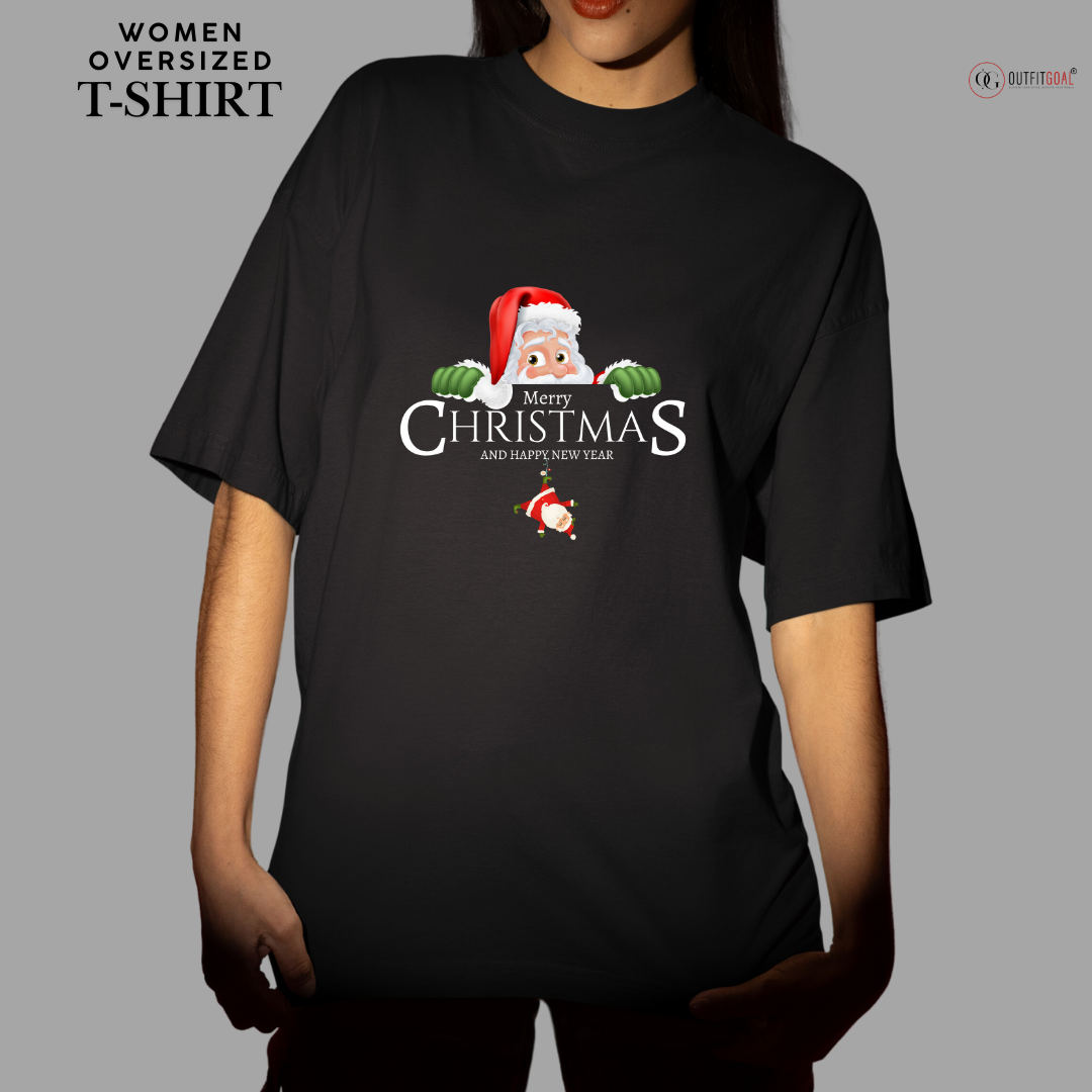 Christmas T-Shirt - Peeking Santa's Christmas Surprise 🎅🎄 | Enhance Your Style, Enhance Your Christmas🎄| Get ready for a jolly surprise with our 