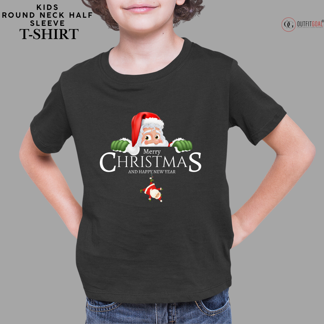 Christmas T-Shirt - Peeking Santa's Christmas Surprise 🎅🎄 | Enhance Your Style, Enhance Your Christmas🎄| Get ready for a jolly surprise with our 