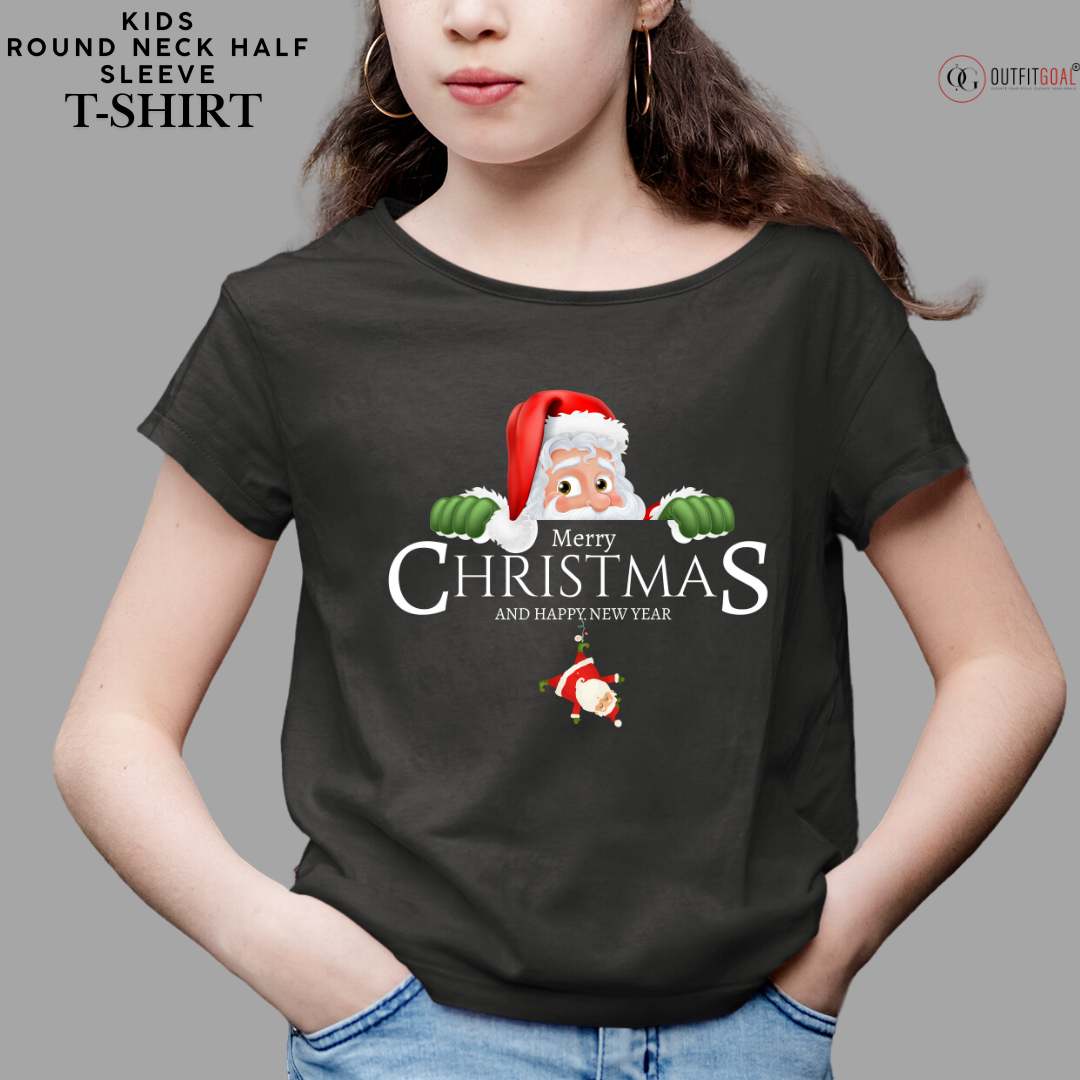 Christmas T-Shirt - Peeking Santa's Christmas Surprise 🎅🎄 | Enhance Your Style, Enhance Your Christmas🎄| Get ready for a jolly surprise with our 