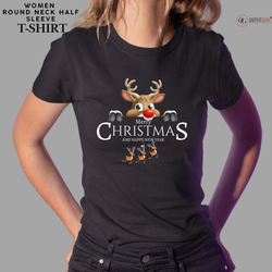 Christmas T-Shirt - Peeking Reindeer Christmas 🦌🎄 | Enhance Your Style, Enhance Your Christmas🎄| Get into the holiday spirit with our adorable "Peeking Reindeer Christmas" T-shirt.🎁