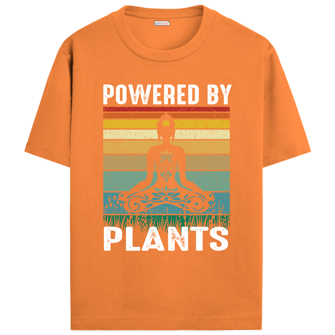 OUTFITGOAL “Powered by Plants” Zen Mode Tee – Eco-Friendly & Empowering Yoga-Inspired Unisex T-Shirt | 100% Super Combed Cotton | 180 GSM Lightweight Wellness Tee for Mindfulness