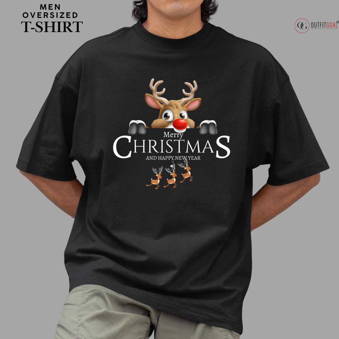 Christmas T-Shirt - Peeking Reindeer Christmas 🦌🎄 | Enhance Your Style, Enhance Your Christmas🎄| Get into the holiday spirit with our adorable 