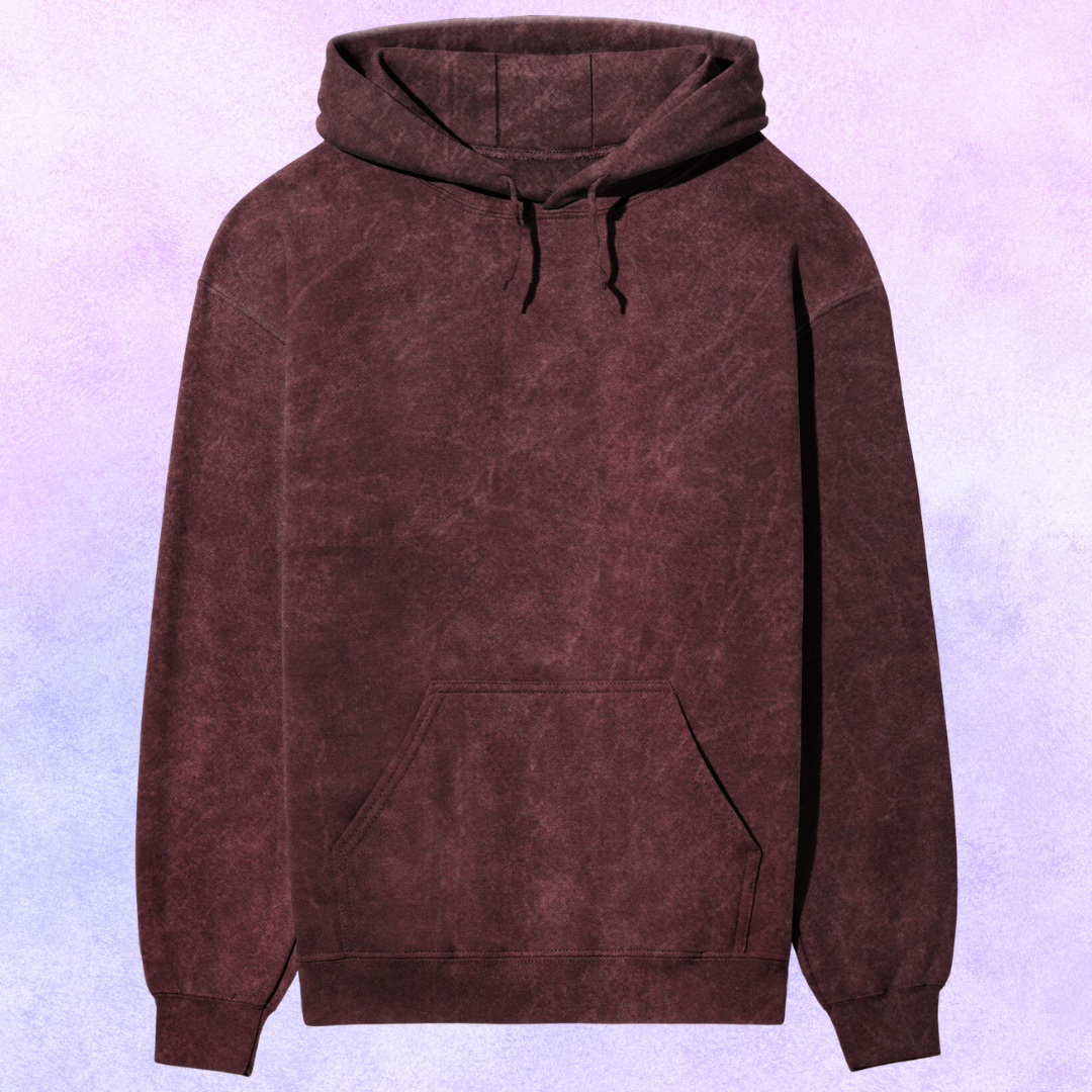 Women Acid Wash Hooded Sweatshirt Maroon