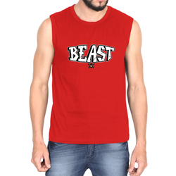 Make a bold statement with the OUTFITGOAL "BEAST" Typography Gym Vest  | Sweat-Free 4-Way Stretch Workout Tank Top | Lightweight Regular Fit Activewear