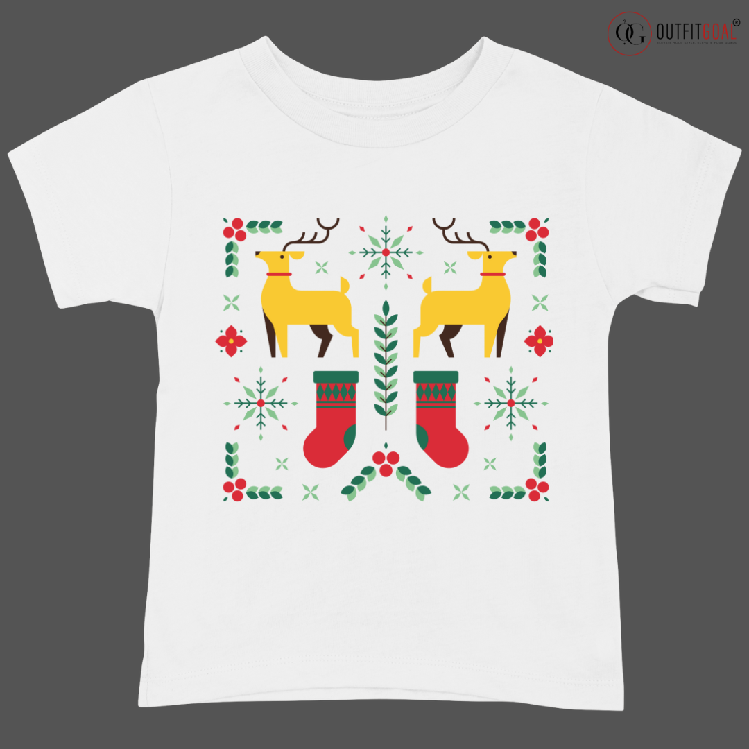 Christmas T-Shirt - Reindeer Socks Christmas 🧦🦌 | Enhance Your Style, Enhance Your Christmas🎄| Cozy Up This Christmas with Our Reindeer Socks T-Shirt 🧦