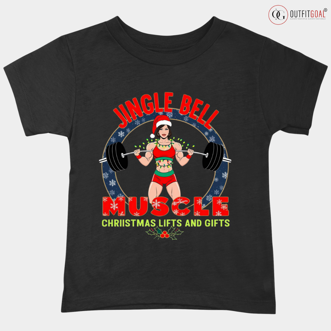 Christmas T-Shirt - Jingle Bell, Lefts and Gifts🏋️‍♀️ | Enhance Your Style, Enhance Your Christmas🎄| Spread holiday cheer by getting the Merry Liftmas Belle Tee T-Shirt now! 🎁👕