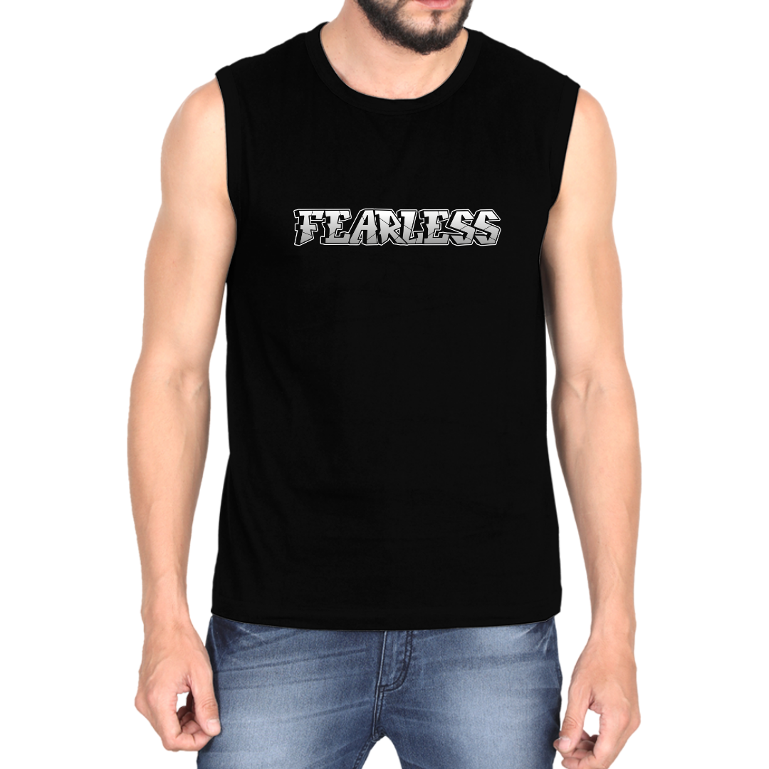 Make a bold statement with the OUTFITGOAL "Fearless" Typography Gym Vest  | Sweat-Free 4-Way Stretch Workout Tank Top | Lightweight Regular Fit Activewear