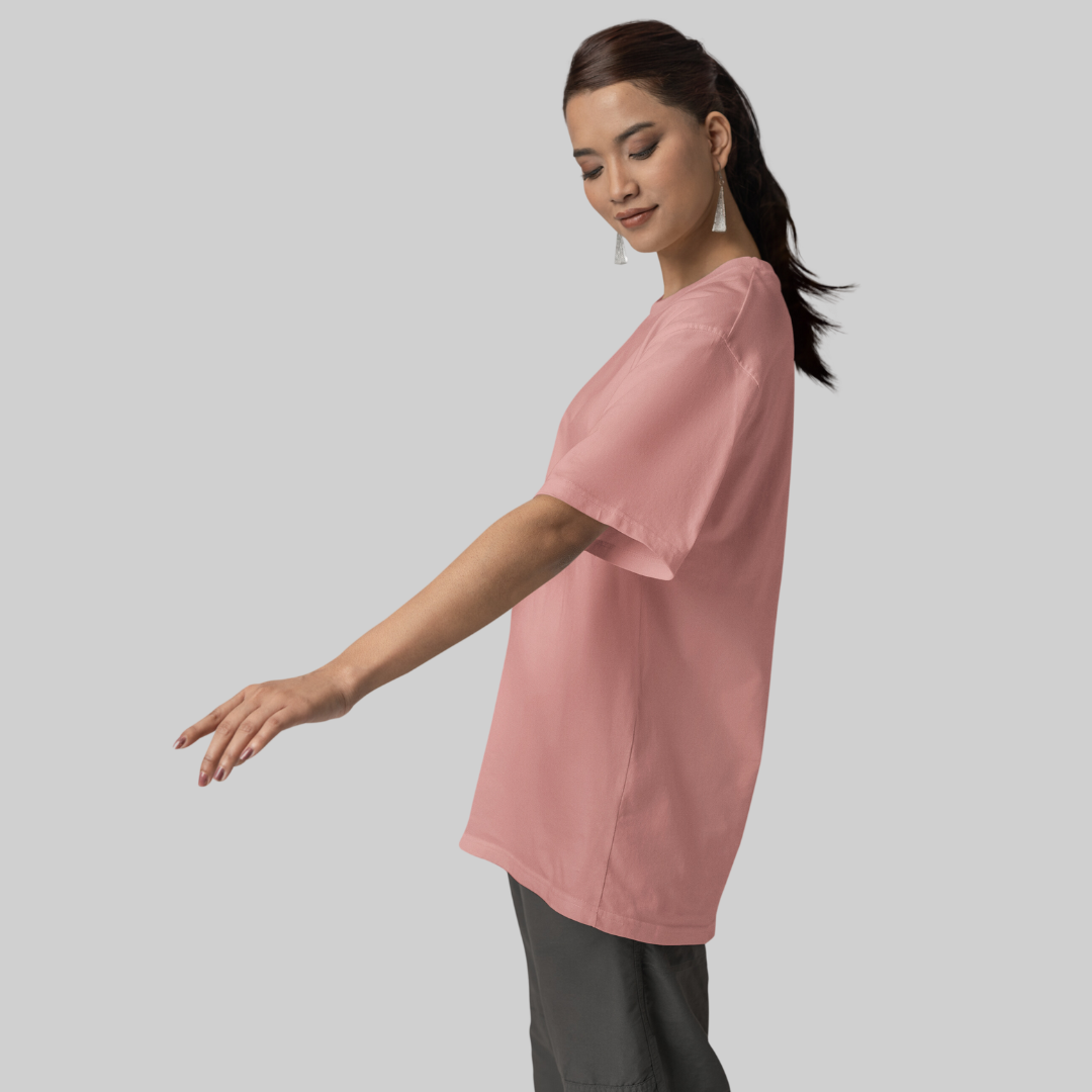 Women Drop Shoulder Terry Oversized T-Shirt Flamingo