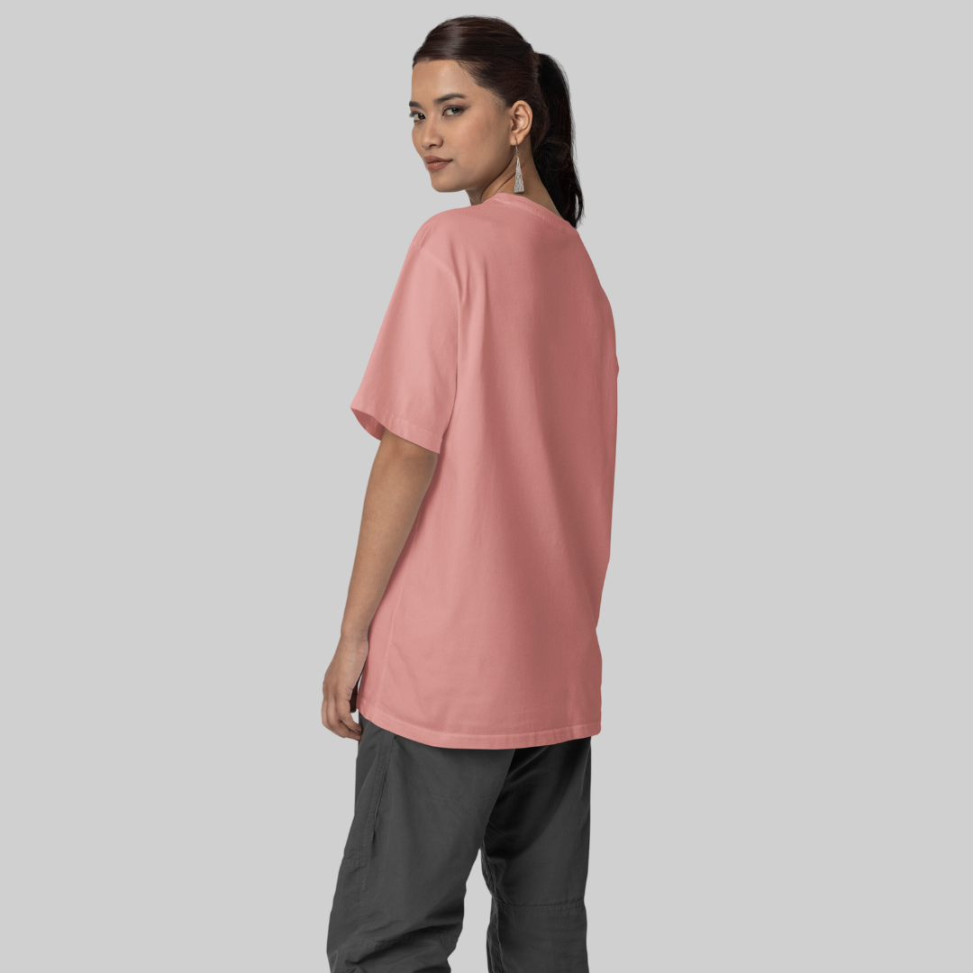 Women Drop Shoulder Terry Oversized T-Shirt Flamingo