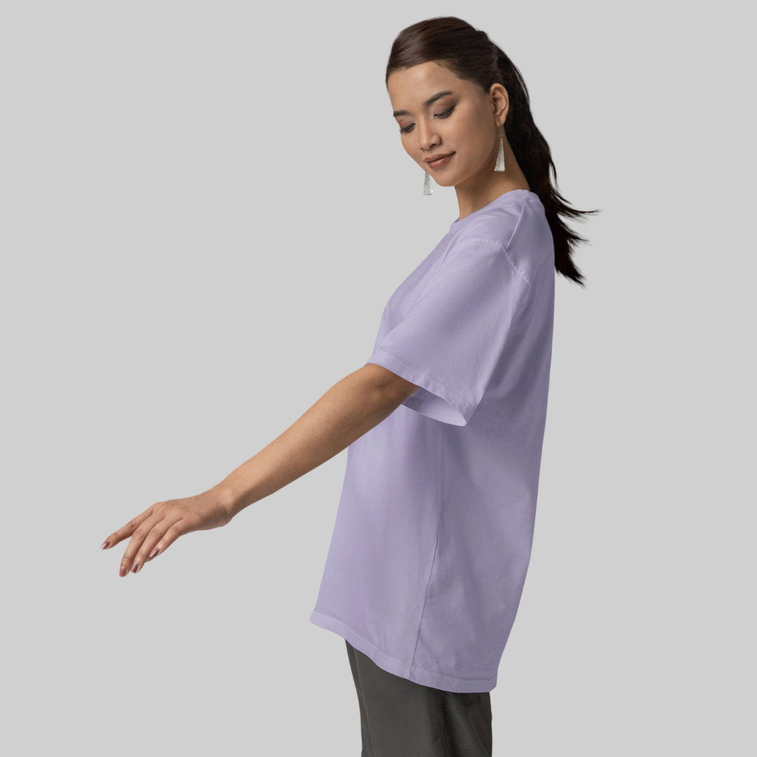 Women Drop Shoulder Terry Oversized T-Shirt Lavender