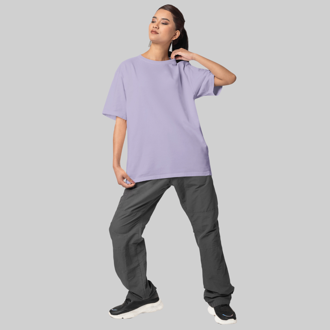 Women Drop Shoulder Terry Oversized T-Shirt Lavender