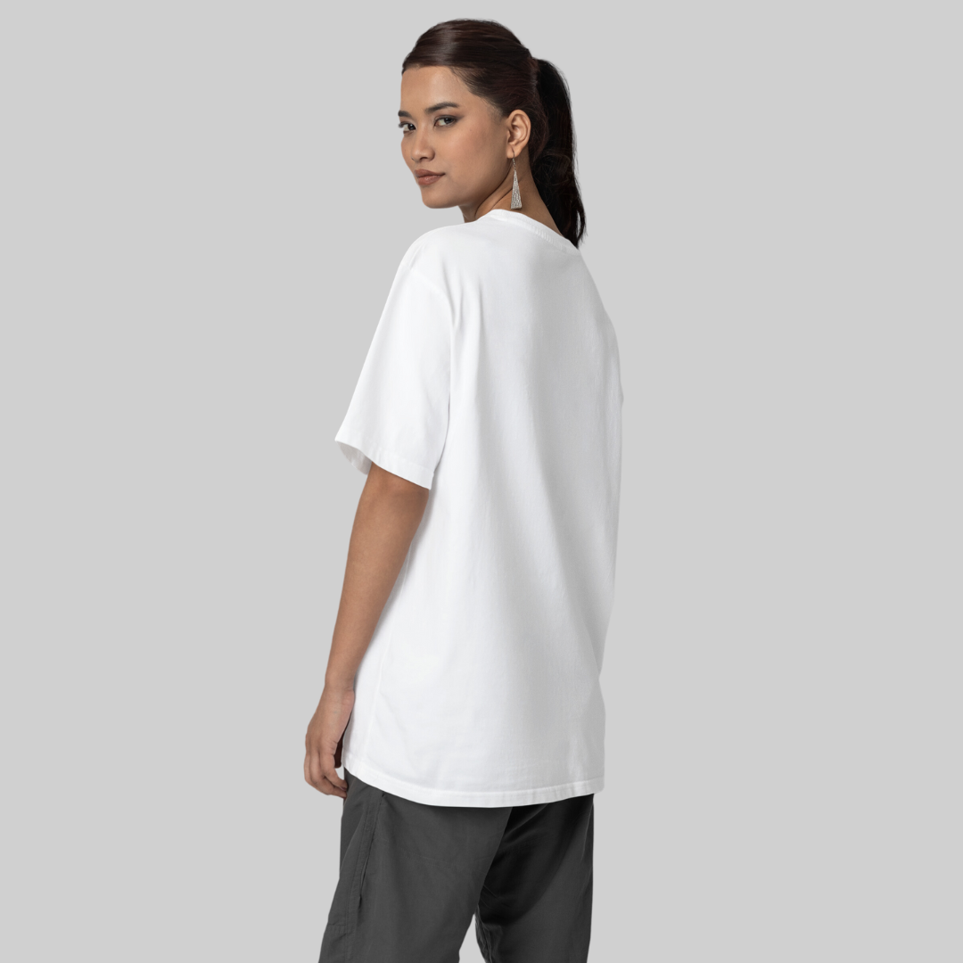 Women Drop Shoulder Terry Oversized T-Shirt White