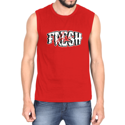 Make a bold statement with the OUTFITGOAL "Fresh Forever" Typography Gym Vest  | Sweat-Free 4-Way Stretch Workout Tank Top | Lightweight Regular Fit Activewear
