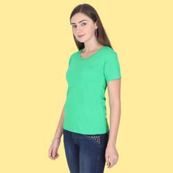 Women Round Neck Half Sleeve Classic Flag Green