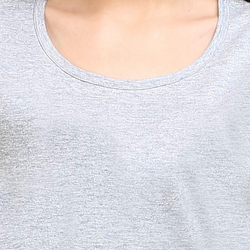 Women Round Neck Half Sleeve Classic Grey Melange