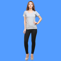 Women Round Neck Half Sleeve Classic Grey Melange